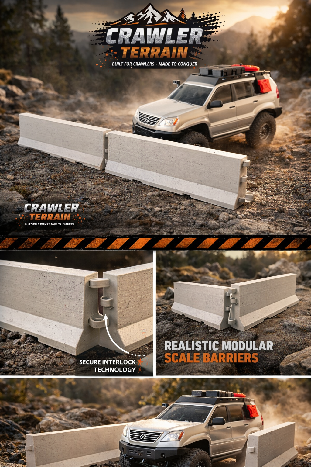 Traffic Concrete Barriers - 3 Pack – RC Course Control & Realism